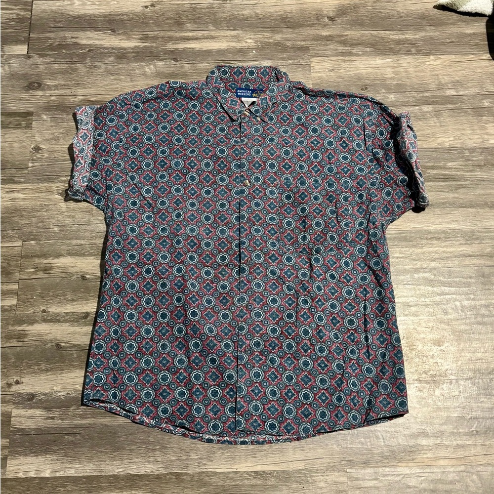 Men's Geometric Print Short Sleeve Shirt